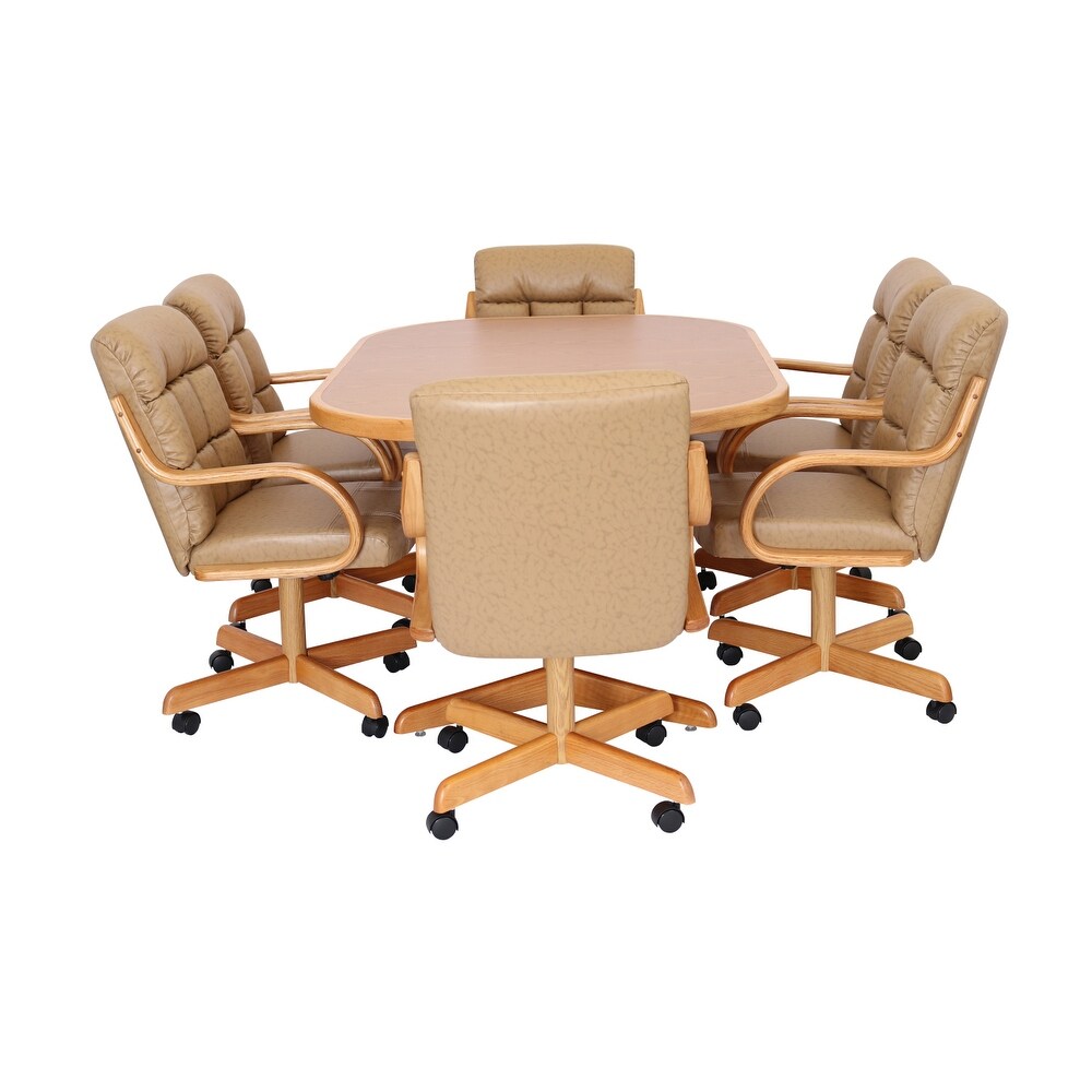 7 piece dining set with caster chairs outlet